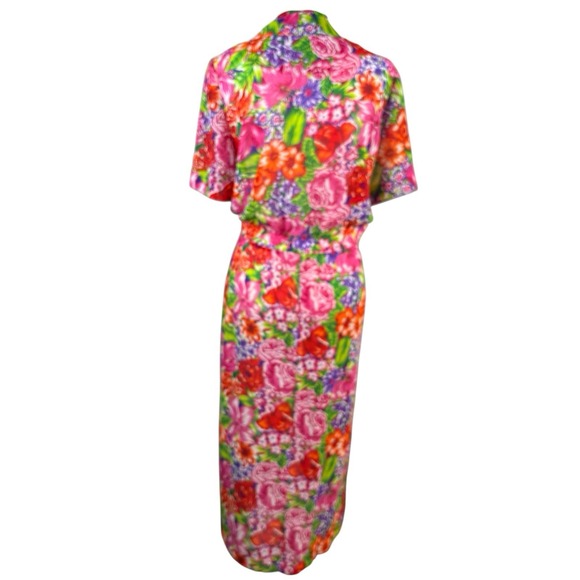 Vintage Leslie Fay‎ Womens Midi Wrap Dress Red Floral Short Sleeve Size 12 - Picture 5 of 7